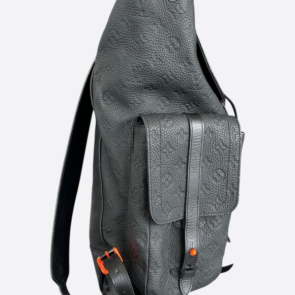 Louis Vuitton Black & Orange Taurillon Leather Monogram Christopher Backpack - Picture 2 of 6